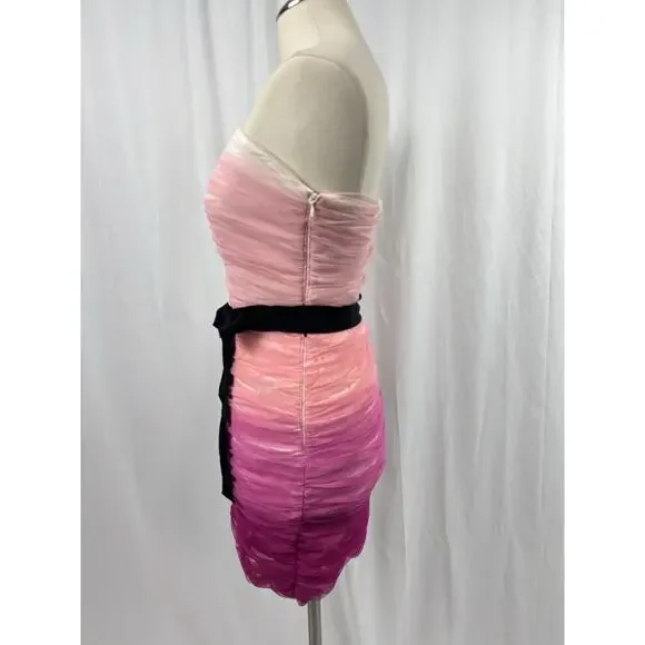 Pearl Georgina Chapman Dress Size 6 Strapless Pink Ruched Cocktail Formal Y2K - Picture 2 of 10